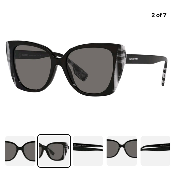 Burberry NWTs Meryl Shiny Black, White Sunglasses main image 4